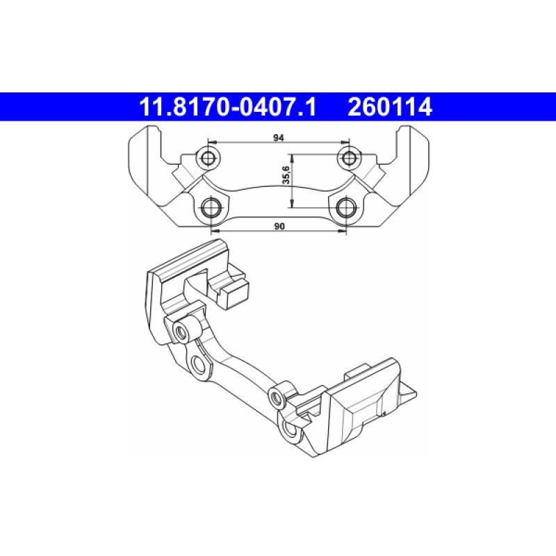 Support, étrier de frein ATE 11.8170-0407.1 - Visuel 1
