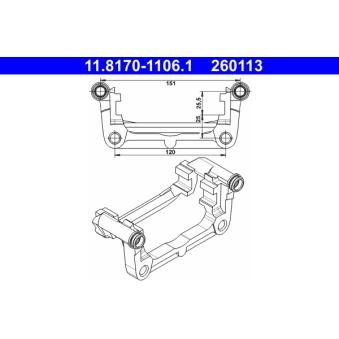 Support, étrier de frein ATE 11.8170-1106.1 pour VOLKSWAGEN GOLF 1.6 CDTi - 110cv