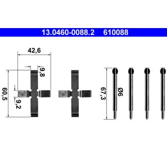Kit d'accessoires, plaquette de frein à disque ATE 13.0460-0088.2