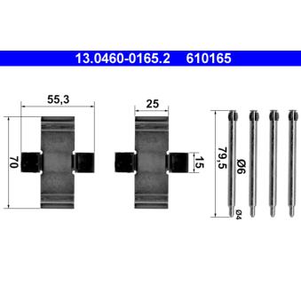 Kit d'accessoires, plaquette de frein à disque ATE [13.0460-0165.2]