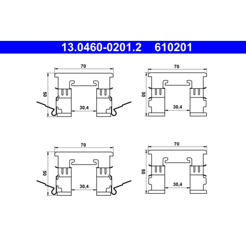 Kit d'accessoires, plaquette de frein à disque ATE 13.0460-0201.2 - Visuel 1