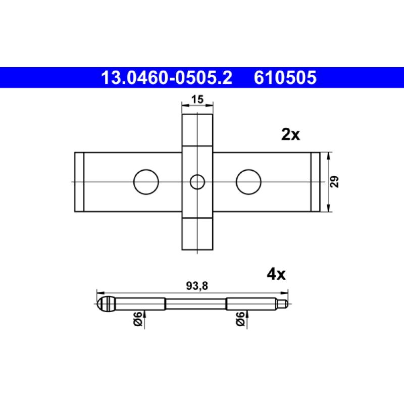 Kit d'accessoires, plaquette de frein à disque ATE 13.0460-0505.2 - Visuel 1