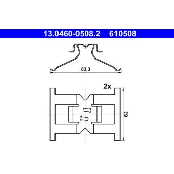 Kit d'accessoires, plaquette de frein à disque ATE 13.0460-0508.2 pour PORSCHE CAYENNE 3.0 D - 239cv