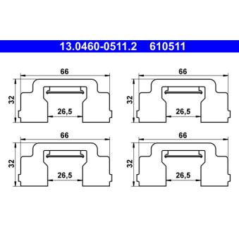 Kit d'accessoires, plaquette de frein à disque ATE 13.0460-0511.2