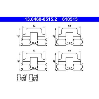 Kit d'accessoires, plaquette de frein à disque ATE [13.0460-0515.2]
