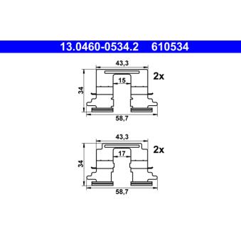 Kit d'accessoires, plaquette de frein à disque ATE 13.0460-0534.2