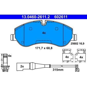 Jeu de 4 plaquettes de frein avant ATE OEM KTJK212K021GA