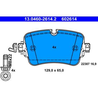 Jeu de 4 plaquettes de frein arrière ATE OEM 4M0698451G