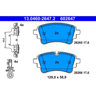Jeu de 4 plaquettes de frein arrière ATE OEM 8W0698451AF