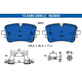 Jeu de 4 plaquettes de frein arrière ATE OEM 4M0698451AG