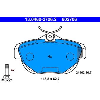 Jeu de 4 plaquettes de frein arrière ATE OEM 425329