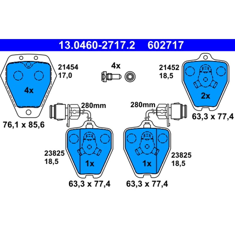 Jeu de 4 plaquettes de frein avant ATE 13.0460-2717.2 - Visuel 1