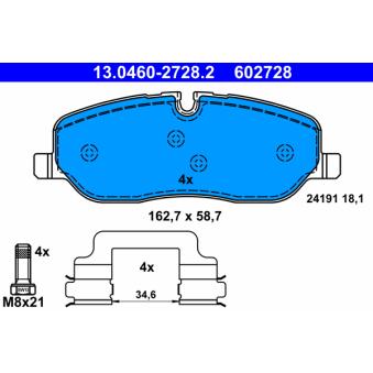 Jeu de 4 plaquettes de frein avant ATE OEM SFP500010