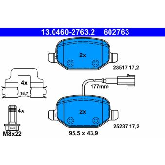 Jeu de 4 plaquettes de frein arrière ATE OEM 71770108