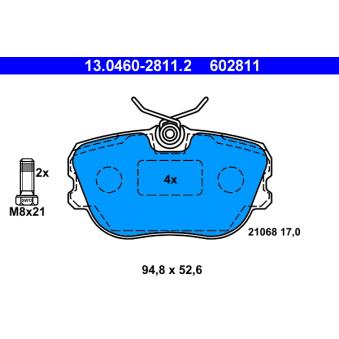 Jeu de 4 plaquettes de frein avant ATE OEM 4004123