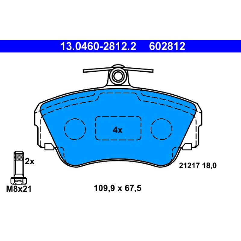 Jeu de 4 plaquettes de frein avant ATE 13.0460-2812.2 - Visuel 1