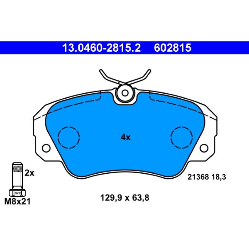 Jeu de 4 plaquettes de frein avant ATE 13.0460-2815.2 - Visuel 1