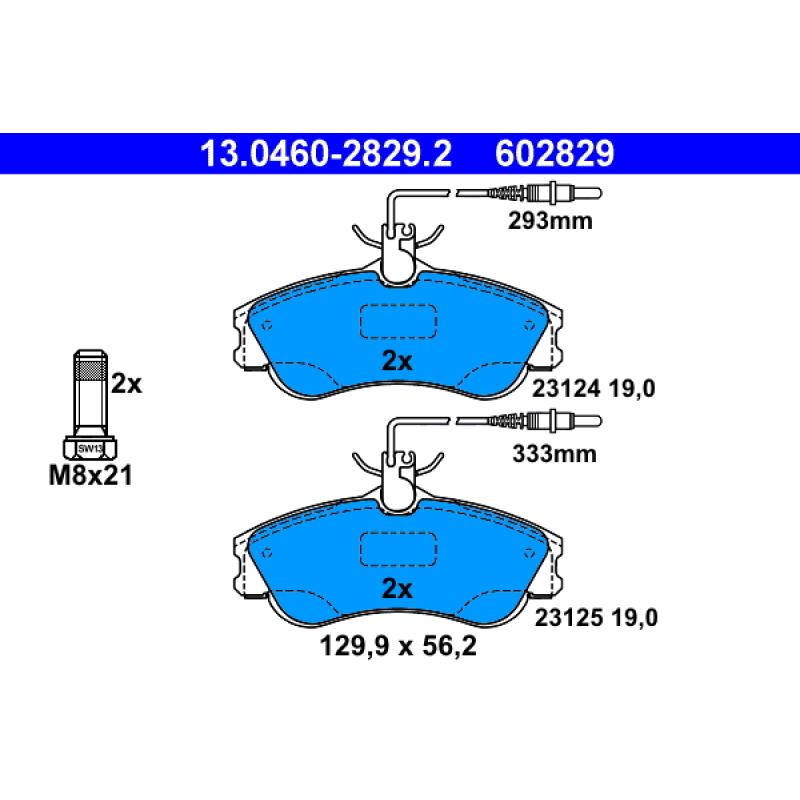 Jeu de 4 plaquettes de frein avant ATE 13.0460-2829.2 - Visuel 1