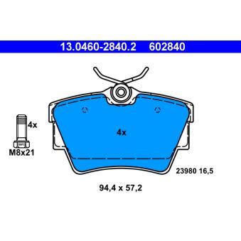 Jeu de 4 plaquettes de frein arrière ATE OEM 7701050918