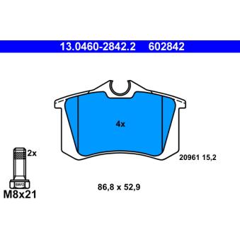 Jeu de 4 plaquettes de frein arrière ATE OEM 425108