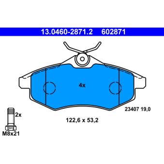Jeu de 4 plaquettes de frein avant ATE OEM 425369