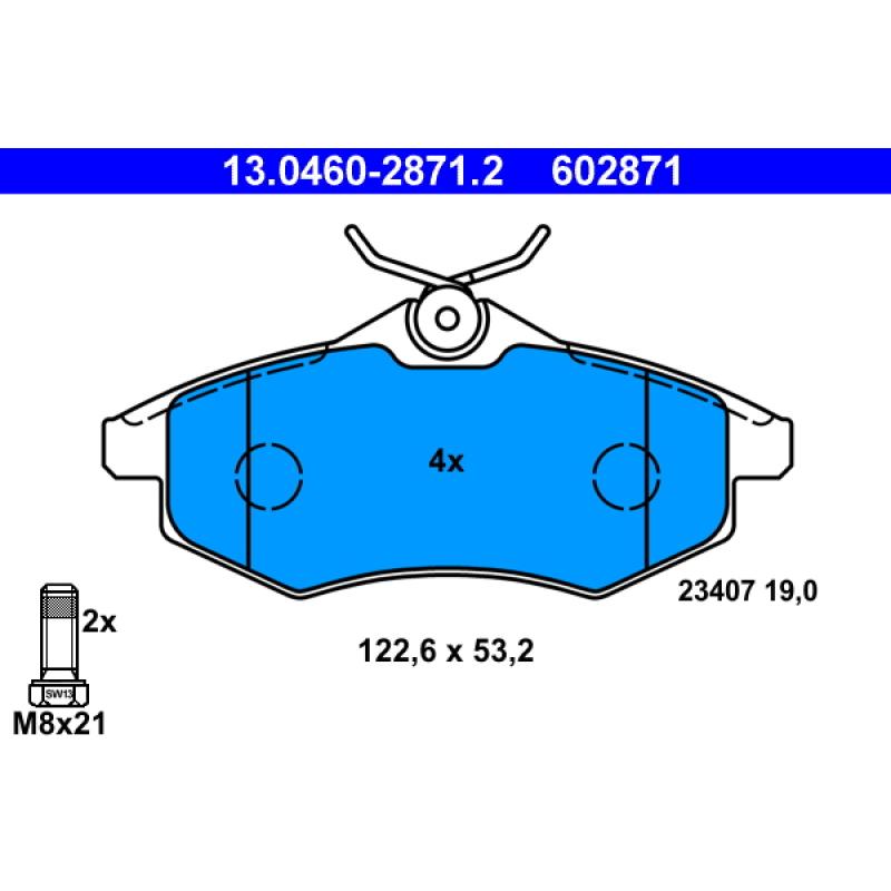 Jeu de 4 plaquettes de frein avant ATE 13.0460-2871.2 - Visuel 1
