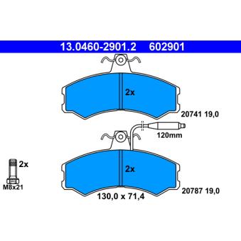 Jeu de 4 plaquettes de frein avant ATE OEM 95667764