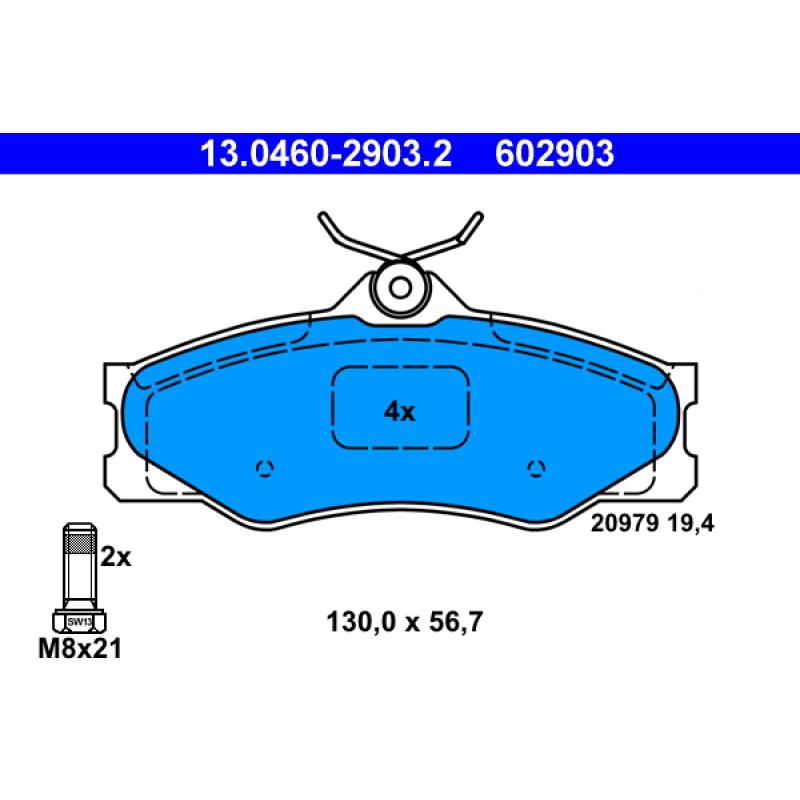 Jeu de 4 plaquettes de frein avant ATE 13.0460-2903.2 - Visuel 1