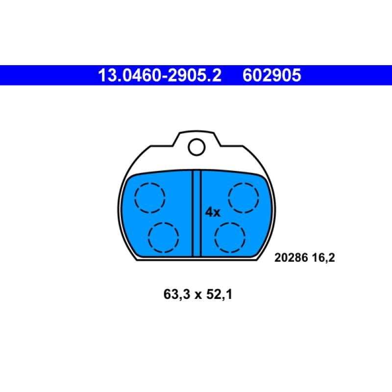 Jeu de 4 plaquettes de frein avant ATE 13.0460-2905.2 - Visuel 1