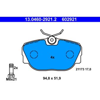 Jeu de 4 plaquettes de frein avant ATE 13.0460-2921.2