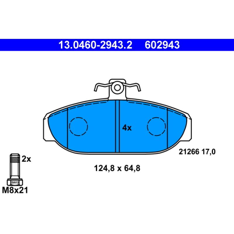 Jeu de 4 plaquettes de frein avant ATE 13.0460-2943.2 - Visuel 1