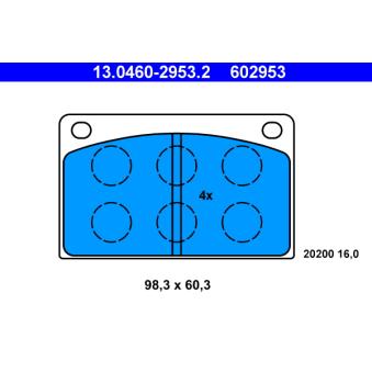 Jeu de 4 plaquettes de frein avant ATE OEM 270163
