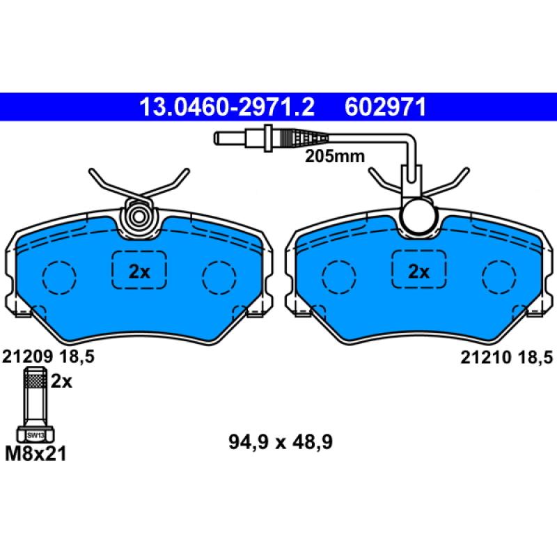 Jeu de 4 plaquettes de frein avant ATE 13.0460-2971.2 - Visuel 1