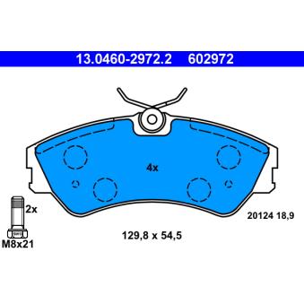 Jeu de 4 plaquettes de frein avant ATE OEM 701698151C