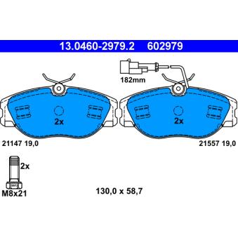 Jeu de 4 plaquettes de frein avant ATE OEM 9946227
