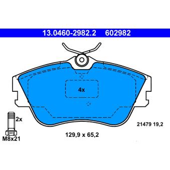 Jeu de 4 plaquettes de frein avant ATE OEM 701698151J