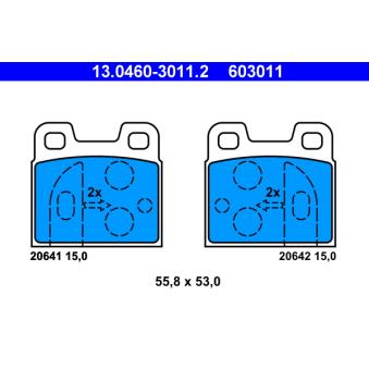Jeu de 4 plaquettes de frein arrière ATE OEM 60723585