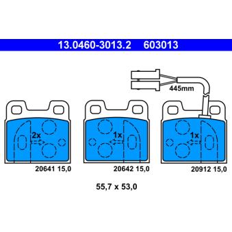 Jeu de 4 plaquettes de frein arrière ATE 13.0460-3013.2