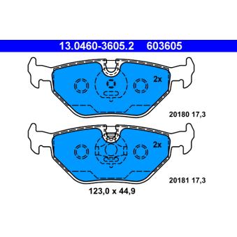 Jeu de 4 plaquettes de frein arrière ATE OEM SFP100520