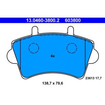 Jeu de 4 plaquettes de frein avant ATE OEM 9110993