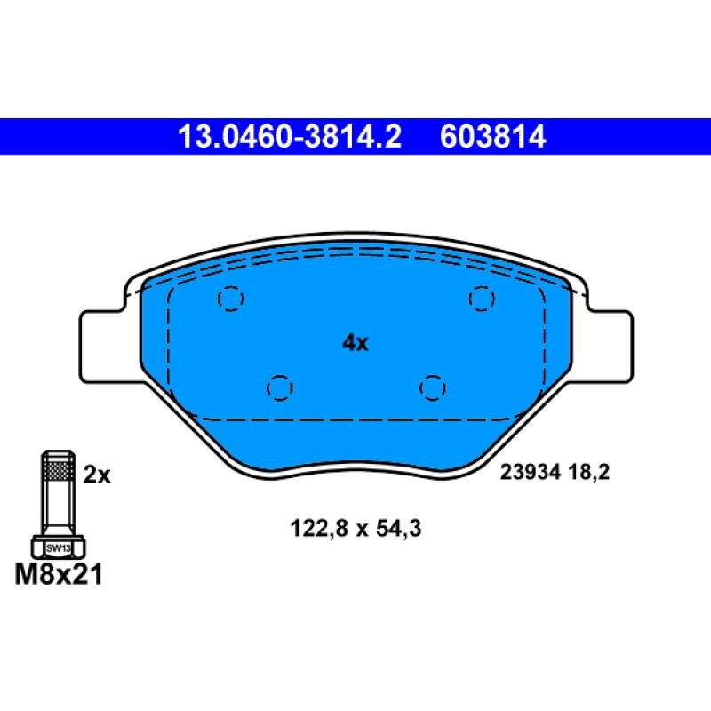 Jeu de 4 plaquettes de frein avant ATE 13.0460-3814.2 - Visuel 1