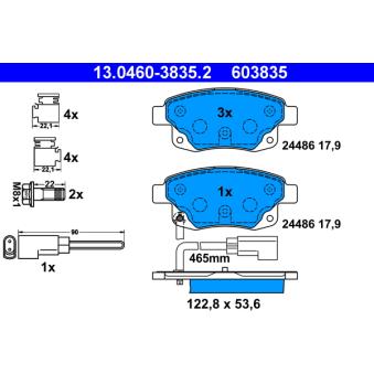 Jeu de 4 plaquettes de frein arrière ATE OEM 1560026