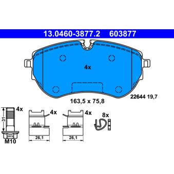 Jeu de 4 plaquettes de frein avant ATE OEM 2H6698151A