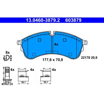 Jeu de 4 plaquettes de frein avant ATE OEM 2N0698151A