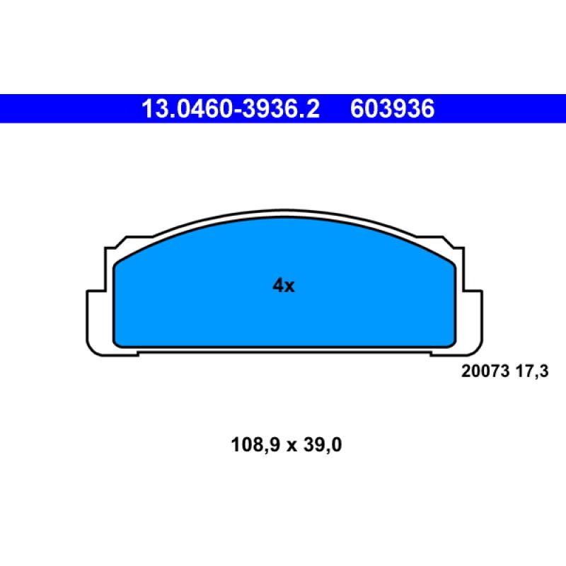 Jeu de 4 plaquettes de frein avant ATE 13.0460-3936.2 - Visuel 1