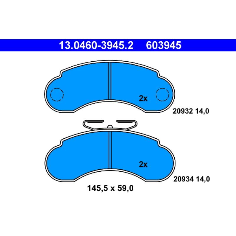 Jeu de 4 plaquettes de frein avant ATE 13.0460-3945.2 - Visuel 1