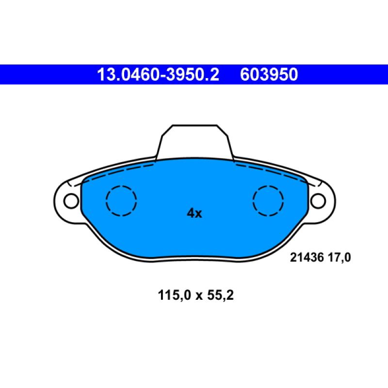 Jeu de 4 plaquettes de frein avant ATE 13.0460-3950.2 - Visuel 1