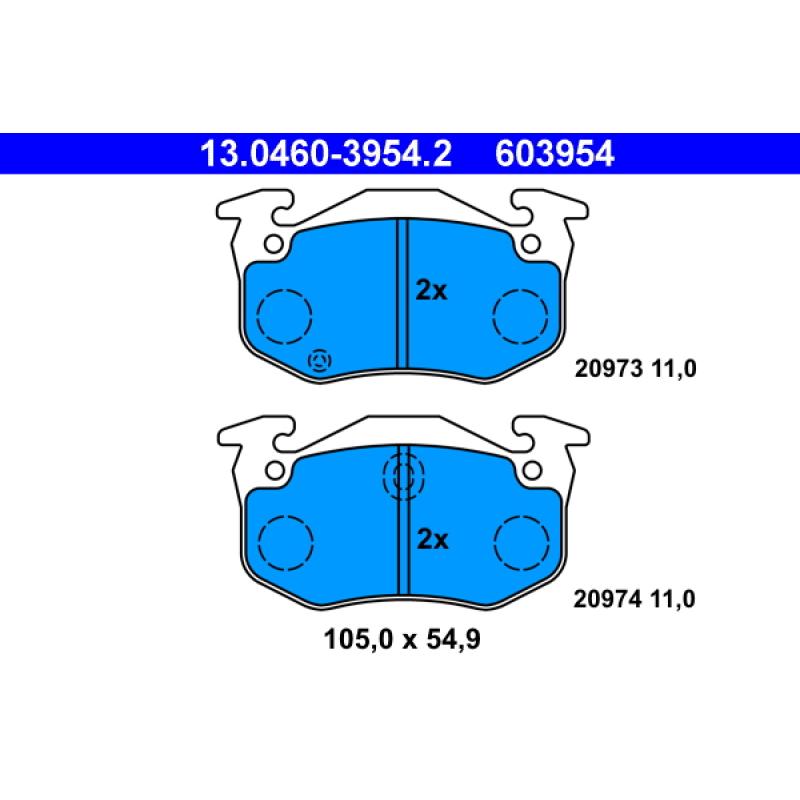 Jeu de 4 plaquettes de frein arrière ATE 13.0460-3954.2 - Visuel 1