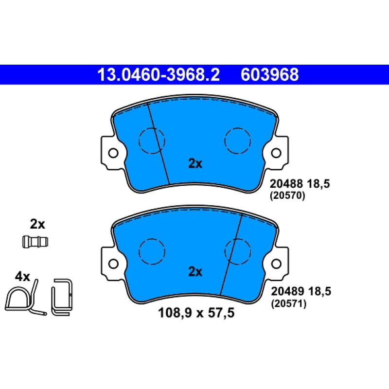 Jeu de 4 plaquettes de frein avant ATE 13.0460-3968.2 - Visuel 1