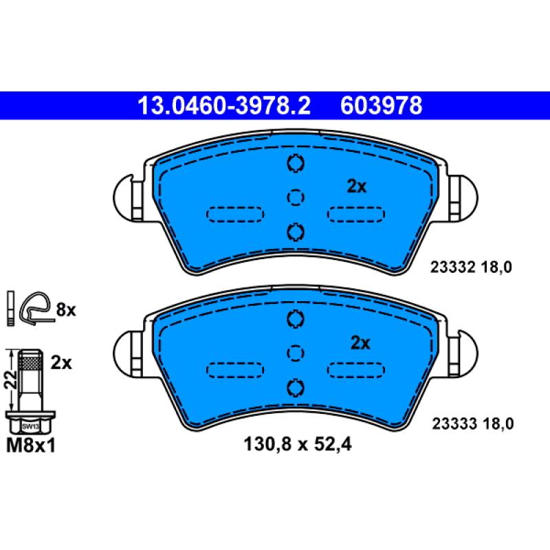 Jeu de 4 plaquettes de frein avant ATE 13.0460-3978.2 - Visuel 1